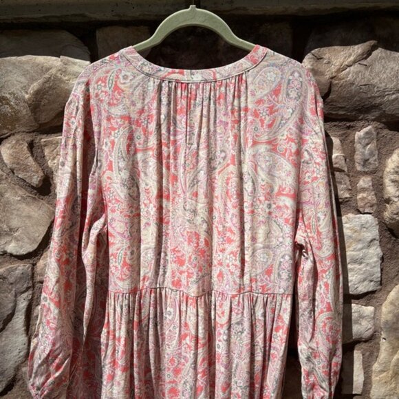 J. Jill Paisley Midi Dress Long Sleeve Pockets Size XL NWT Boho - Picture 6 of 8